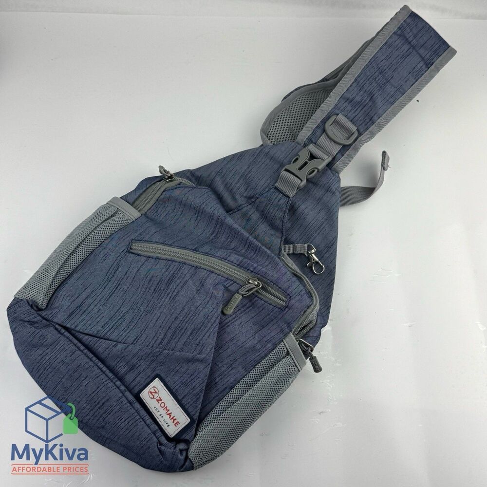 Sling bag crossbody ZOMAKE one strap backpack blue gray unisex travel